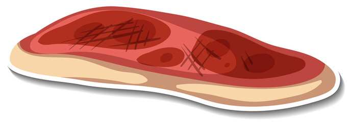 Raw meat sticker on white background