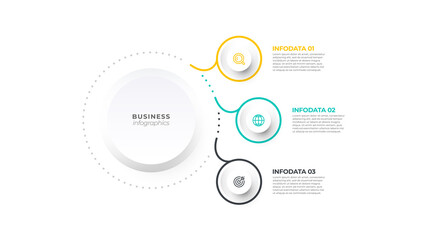 Presentation business infographic template thin line concept with 3 options, steps or processes. Vector illustration. 