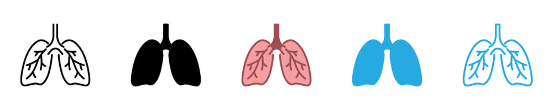Conjunto de icono de pulmones humanos. Concepto de &oacute;rgano del cuerpo humano. Ilustraci&oacute;n vectorial