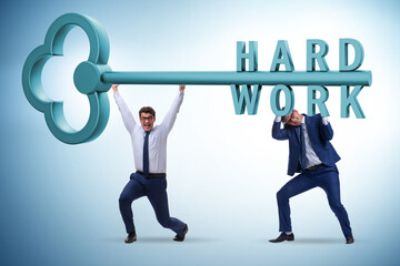 Concept of hard work with key and businessman