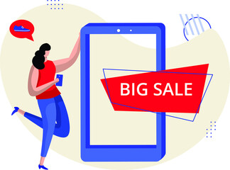 Vector illustration of a person holding a sign