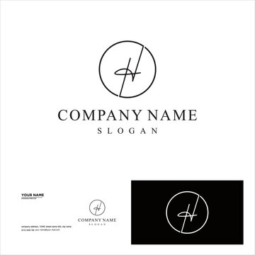 creative simple logo design letter h script
