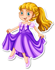 Obraz na płótnie Canvas Beautiful princess cartoon character sticker