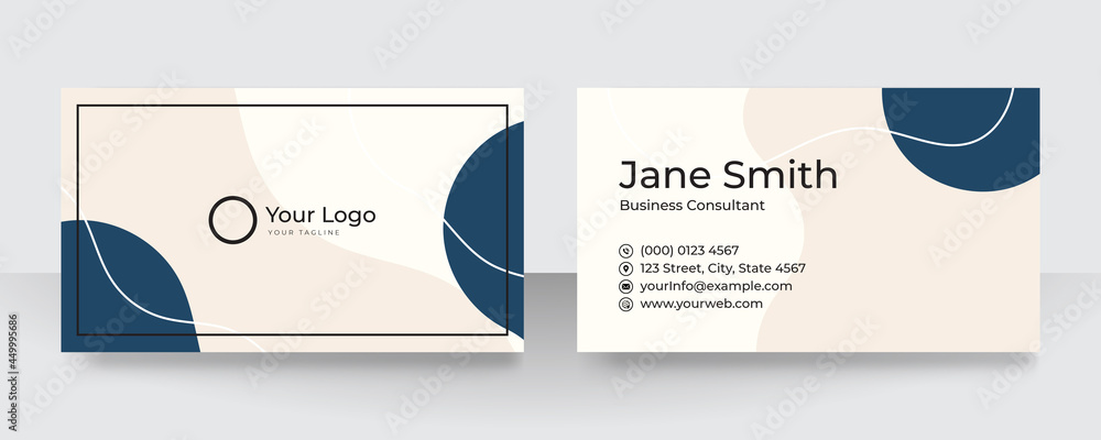 Aufkleber modern blue and white business card design. modern business card template red black colors. flat des