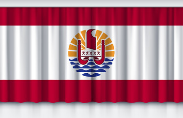 Flag of French Polynesia on silk curtain, stage performance event ceremony show illustration