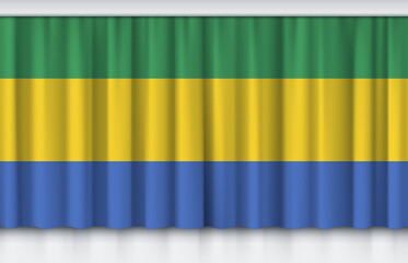 Flag of Gabon on silk curtain, stage performance event ceremony show illustration