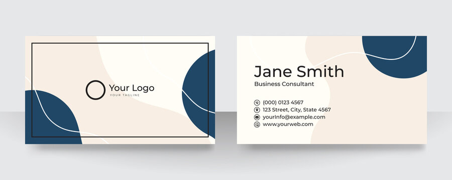 Modern blue and white business card design. Modern business card template red black colors. Flat design vector abstract creative - Vector
