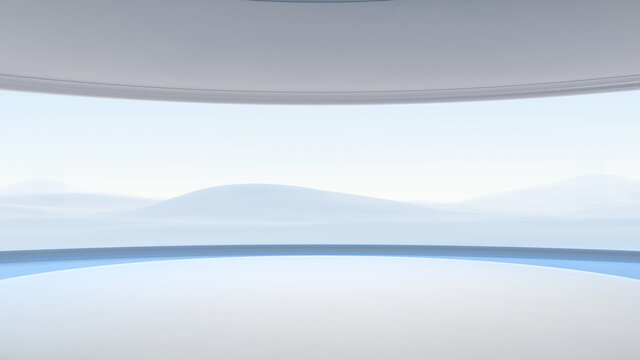 Futuristic product showcase background. Modern blank space display with environment. 3D rendering.