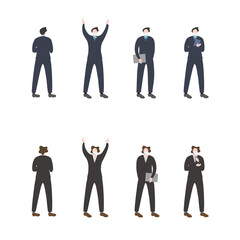 就活／ビジネスウーマン／新卒社会人／男性実業家のスーツ姿マスク男性のイラストイメージ