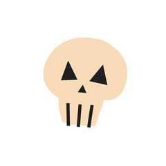 Skull. Hand drawn vector illustration, sticker, icon, design element. Halloween, Day of dead. Isolated on white background.