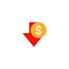 Reduce costs icon. Vector image isolated on white background