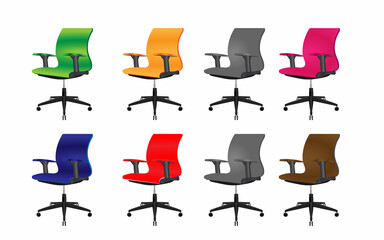Empty office chair. colorful chairs vector illustration,cartoon office chair for business people isolated on white background