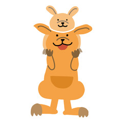 おんぶしているカンガルーの親子のベクター画像のイラスト