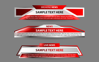 Set collection vector of Broadcast News Lower Thirds Template layout design banner for bar Headline news title, sport game in Television, Video and Media 