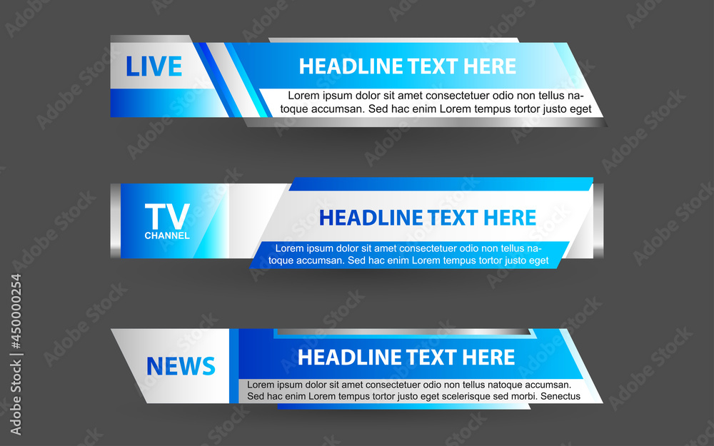 Wall mural set collection vector of broadcast news lower thirds template layout design banner for bar headline 