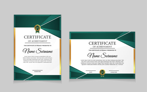 Set certificate of achievement border design templates with elements of luxury gold badges and modern line patterns. vector graphic print layout can use For award, appreciation, education