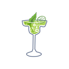 Cocktail Margarita alcohol drinks icon. Summer beverage, vector illustration cartoon