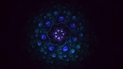 3D rendering abstract blue fractal light background