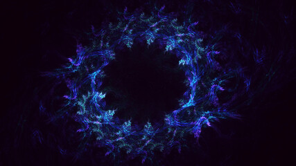 3D rendering abstract blue fractal light background