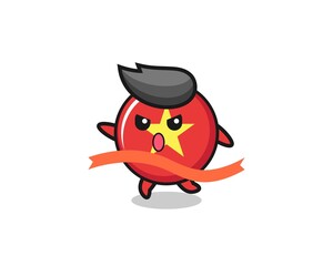 cute vietnam flag badge illustration is reaching the finish