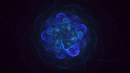 3D rendering abstract blue fractal light background