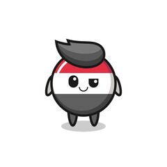 yemen flag badge cartoon with an arrogant expression