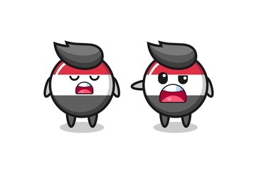 illustration of the argue between two cute yemen flag badge characters