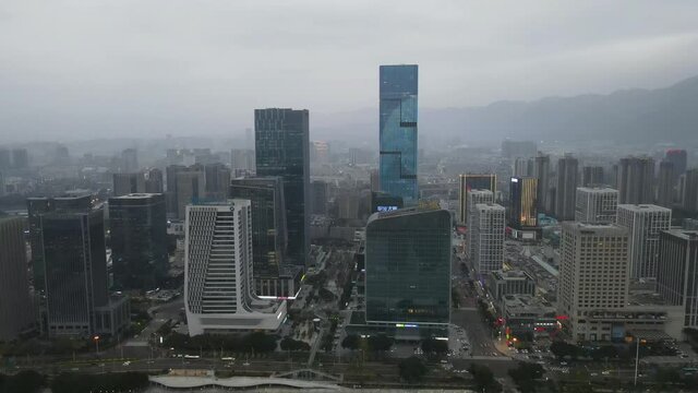 Aerial photography Fuzhou financial center architectural landscape skyline