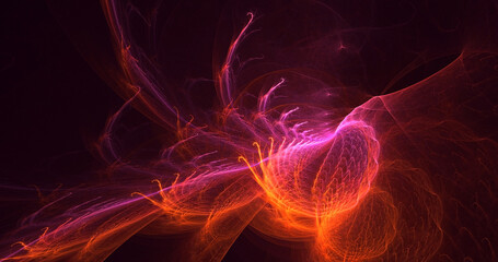 3D rendering abstract multicolor fractal light background