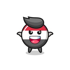 Obraz premium the illustration of cute yemen flag badge doing scare gesture