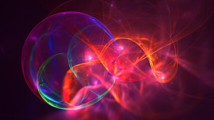 3D rendering abstract multicolor fractal light background