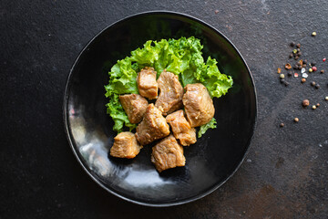 meat ragout roast pork, lamb or turkey stewed food organic products meal snack copy space food background rustic. top view 