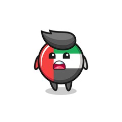 Obraz premium uae flag badge illustration with apologizing expression, saying I am sorry