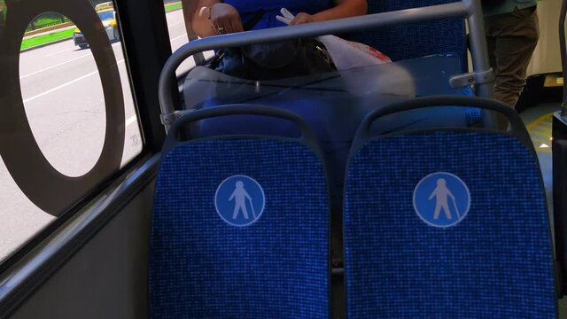 Priority seats in public transport. Social places for elder, injured, pregnant people
