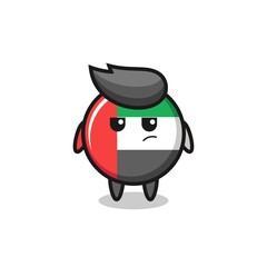 cute uae flag badge character with suspicious expression
