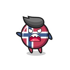 cute norway flag badge cartoon in a very angry pose