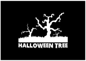 Halloween tree logo and icon design template5