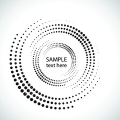 Grunge textured halftone dots in circle form. round logo . vector dotted frame . design element