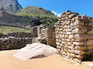 [Peru]  Masonry in the work shed area in Machu Picchu
