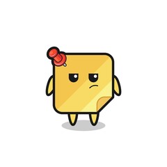 cute sticky notes character with suspicious expression