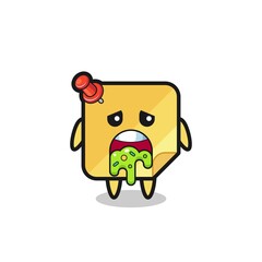 the cute sticky notes character with puke