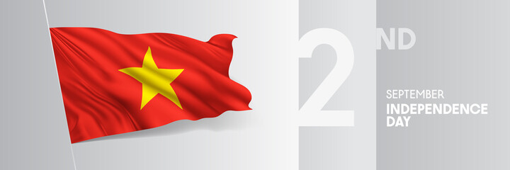 Vietnam happy independence day greeting card, banner vector illustration