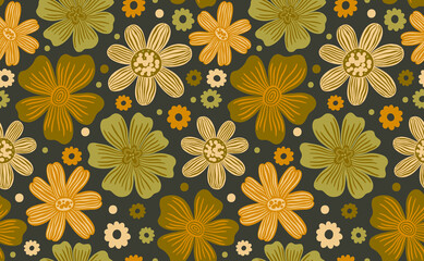 Seamless pattern botanical floral bud flower.Nature background print.Decorative wallpaper