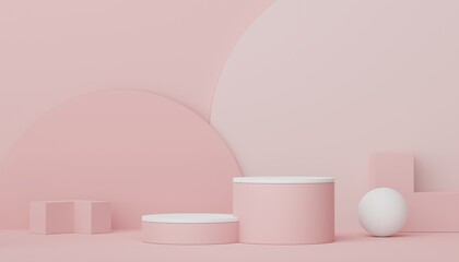 3d render display podium for product and cosmetic presentation. Minimal scene for advertising. Abstract clean background for web banner and mock up. simple geometric shapes.
