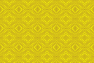 Seamless wallpaper with golden overlapping lines composed of tiled polygons on a yellow background, for silk pattern, tribal retro fabric pattern, beautiful curtain pattern.
