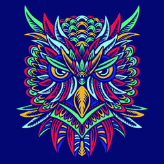 Colorfull Owl head vector pattern