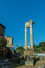 Fototapeta na wymiar old roman pillars at forum romanum