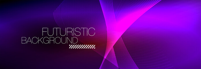 Abstract neon glowing light in the dark with waves. Shiny magic energy and motion concept, vector abstract wallpaper background