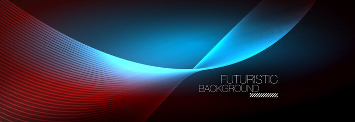 Abstract neon glowing light in the dark with waves. Shiny magic energy and motion concept, vector abstract wallpaper background