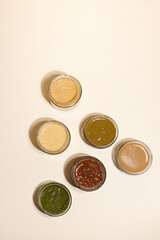 Body scrub of honey sugar peeling. Neutral Background.